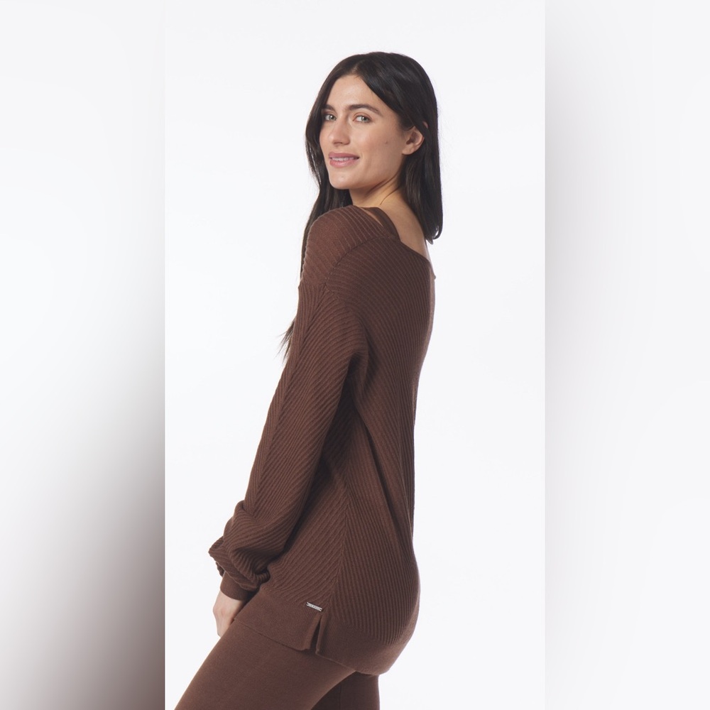 Glyder Luxury Ribbed Sweater Espresso Size Small XS